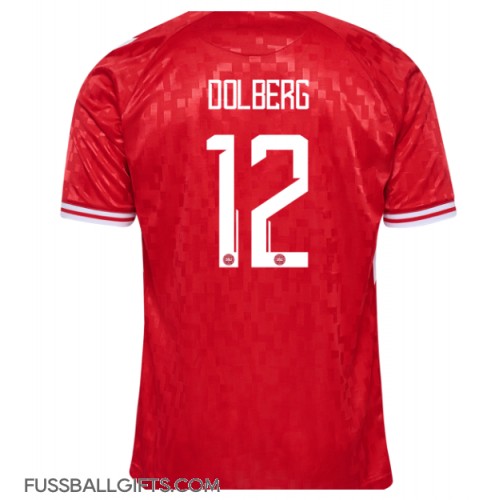 Dänemark Kasper Dolberg #12 Fußballbekleidung Heimtrikot EM 2024 Kurzarm